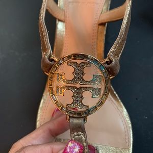 Tory Burch gold sandals with heels
